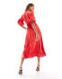 Фото #4 товара AX Paris satin wrap dress in red