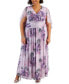 ფოტო #1 პროდუქტის Plus Size Printed Glitter Cape-Overlay Dress