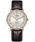 ფოტო #1 პროდუქტის Men's Swiss Automatic DiaMaster Thinline Brown Leather Strap Watch 41mm