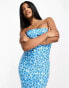 Фото #8 товара Vesper bandeau midi dress in blue ditsy floral