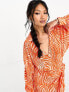 ASOS DESIGN – Plissiertes Wickel-Minikleid mit orangefarbenem Zebramuster und Kragen