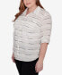 Фото #4 товара Plus Size Classic Biadere Button Down Top with Front Pockets