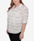 Plus Size Classic Biadere Button Front Top With Front Pockets