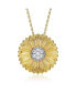 Фото #1 товара 14K Gold Plated Cubic Zirconia Circle Floral Pendant