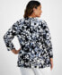 ფოტო #2 პროდუქტის Plus Size Floral-Print Faux-Wrap Top