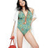 Women's Zinnia Floral Print Halter High Leg Cheeky One Piece Swimsuit - RHODE