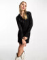 Фото #3 товара Monki long sleeve satin mini shirt dress in black