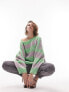 Topshop knitted slouchy jumper in green and lilac