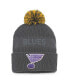 Фото #3 товара Men's Charcoal St. Louis Blues Authentic Pro Home Ice Cuffed Knit Hat with Pom