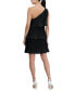 Фото #2 товара Women's One-Shoulder Pleated Tiered Dress