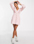 Фото #4 товара Miss Selfridge Petite ruffle yolk corduroy dress in pink