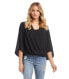 Karen Kane 252452 Women's Layered Drape Front Top Black Size X-Small