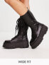 Фото #1 товара ASOS DESIGN Wide Fit Athens 3 chunky high lace up boots in black