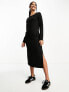 Vila round neck jersey midi jumper dress in black