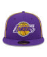 Фото #2 товара Men's Purple Los Angeles Lakers Piped and Flocked 59Fifty Fitted Hat