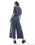 Mango belted wide leg co-ord trousers in blue