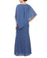 ფოტო #2 პროდუქტის Petite Round-Neck Sequin Lace Cape Dress