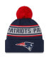 Фото #1 товара Big Boys Navy New England Patriots Repeat Cuffed Knit Hat with Pom
