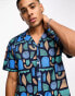 New Look short sleeve abstract print shirt in blue