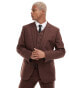 Фото #1 товара ASOS DESIGN slim with linen suit jacket in brown