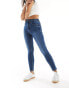 Bershka Petite high waist skinny jean in mid blue