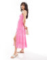 Фото #1 товара Hollister twist bust tiered midi dress in pink