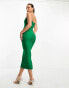 Фото #2 товара Vesper Tall asymmetric halterneck midi cut out dress in green