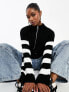 Фото #1 товара In The Style exclusive knitted half zip jumper in mono stripe