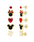 ფოტო #1 პროდუქტის Mickey and Minnie Mouse Fashion Stud Earrings - Classic Mickey and Minnie, Red/Gold - 5 pairs