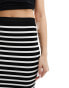 ASOS DESIGN seamless tubular midi skirt in black and white stripe Полоса, M - фото #4