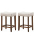 Set of 2 Nailhead Saddle Bar Stools Rubber Wood 24'' Height