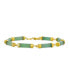 ფოტო #1 პროდუქტის Asian Style Fine Jewelry Tube Bar Link Strand Green Natural Jade Bracelet For Women Gold Plated Sterling Silver 7.5 Inch