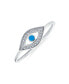 ფოტო #1 პროდუქტის Minimalist Midi Knuckle 1MM Band Stackable Delicate CZ Halo Evil Eye Ring For Women Sterling Silver