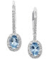 ფოტო #3 პროდუქტის Aquamarine (3/4 ct. t.w.) & Diamond (1/5 ct. t.w.) Oval Halo Leverback Drop Earrings in 14k White Gold