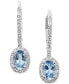 Aquamarine (3/4 ct. t.w.) & Diamond (1/5 ct. t.w.) Oval Halo Leverback Drop Earrings in 14k White Gold