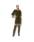 Фото #1 товара Women's Asymmetrical Olive Cable Knit Butterfly Sleeve Sweater Dress