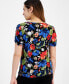 Фото #2 товара Petite Floral Print Crewneck Tulip-Sleeve Top