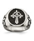 Фото #1 товара Stainless Steel Antiqued and Polished Fleur de Lis Cross Ring