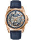 ფოტო #1 პროდუქტის Men's Automatic Classic Sutton Blue Leather Strap Watch 46mm