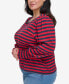 ფოტო #3 პროდუქტის Plus Size Striped Smocked-Cuff Top