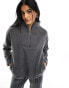 Фото #2 товара New Look teddy 1/4 zip jumper in grey