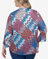 Фото #2 товара Plus Size Mixed Bohemian Geo Patchwork Top with Bell Sleeves