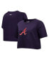 Women's Navy Atlanta Braves Painted Sky Boxy Cropped T-shirt