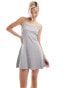 Фото #3 товара Monki jersey mini slip dress in grey marl