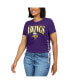 Фото #2 товара Women's Purple Minnesota Vikings Lace Up Side Modest Cropped T-Shirt