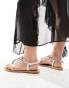 ASOS DESIGN Wide Fit Fairy-tale embellished flat sandals in silver