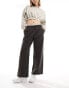 Pull&Bear wide leg jogger with boxer waistband in brown