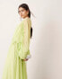 ASOS EDITION extreme chiffon gathered waist maxi dress in apple green Зеленый, 44 - фото #2