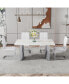 Фото #5 товара White Marble Dining Table, Stainless Steel Legs, 63"