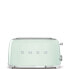 Фото #1 товара SMEG Four Slice Toaster Pastel Green TSF02PGEU - 4 slice(s) - Green - Steel - Buttons - Level - Rotary - China - 1500 W